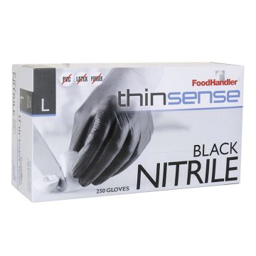 Large Thin Black Nitrile Disposable Gloves 
